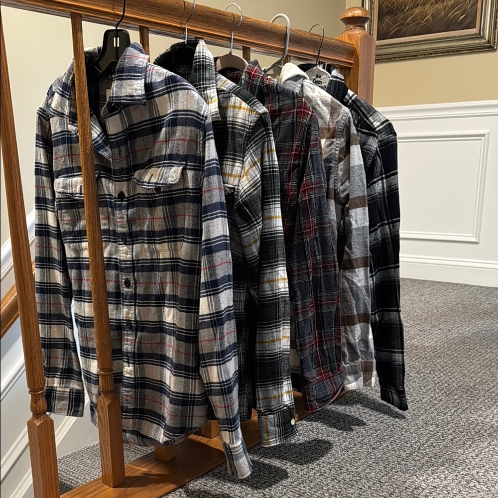 American Eagle, Hollister, Gap, LLBean flannels